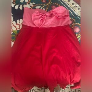 Anthropologie red and pink bow dress. Excellent condition.